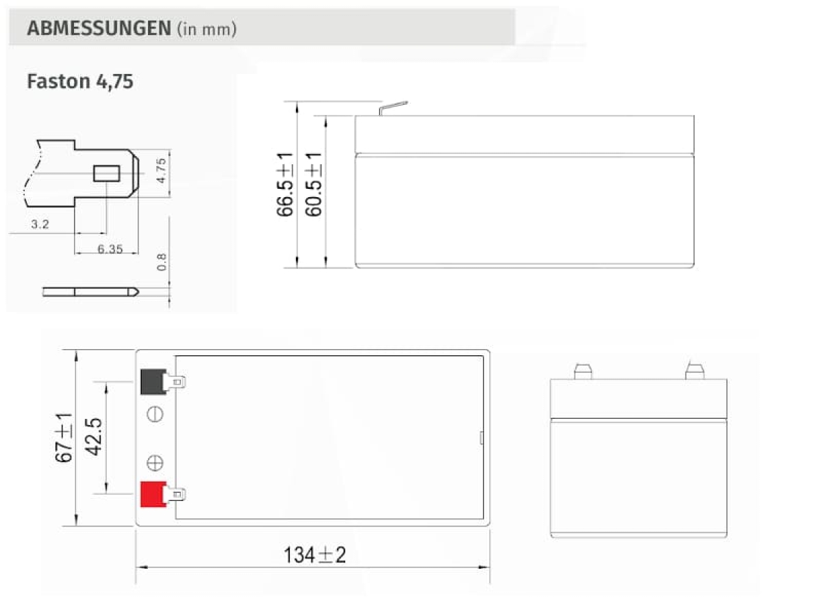 Bleiakku kompatibel Kung Long WP3.3-12 12V 3,2Ah AGM wartungsfrei auslaufsicher